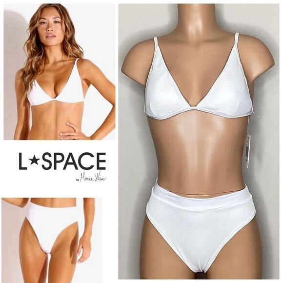 L*SPACE  white ribbed bikini set. Large. Retails $ $187 - Picture 1 of 11